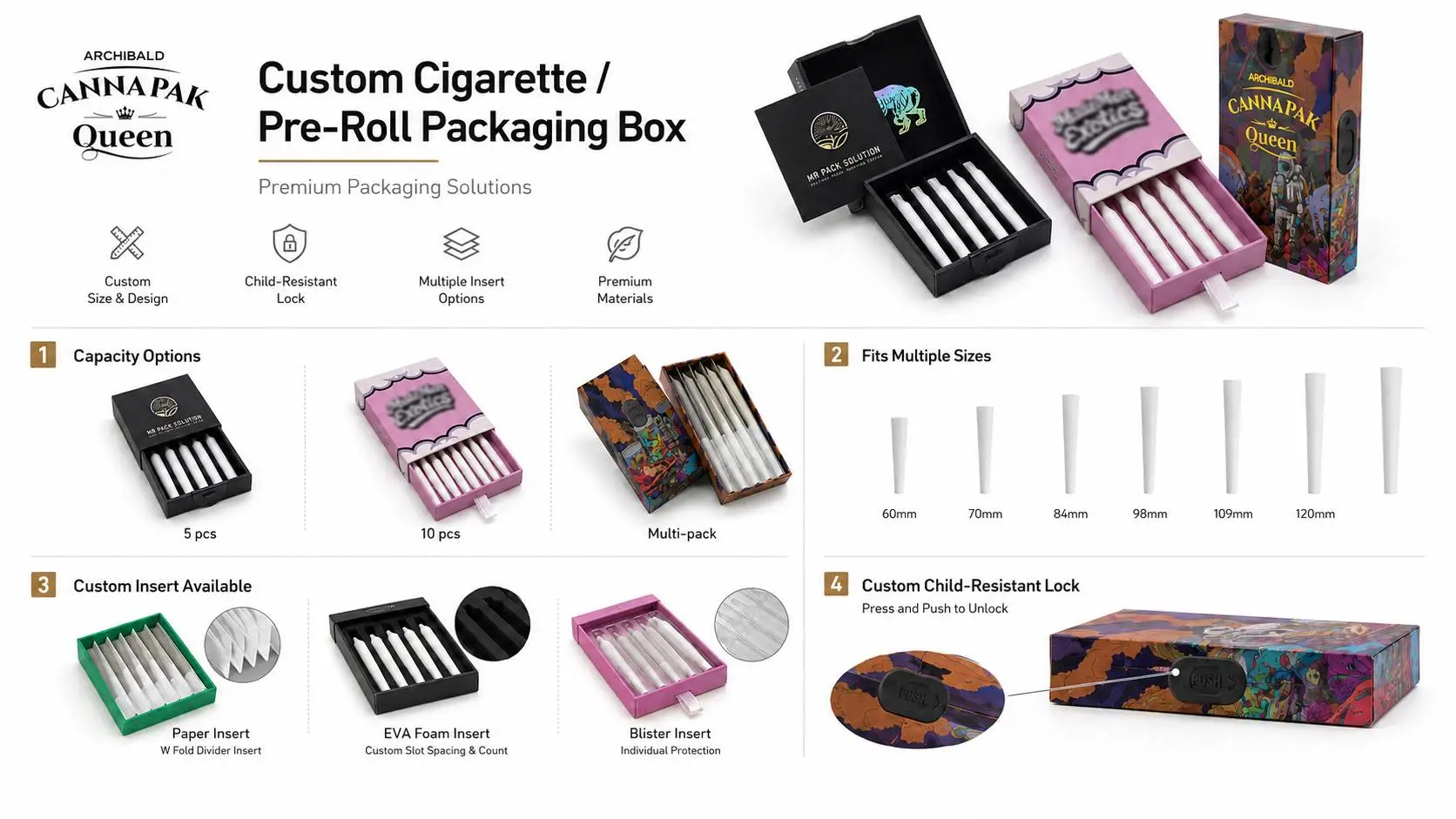 child resistant pre roll boxes packaging